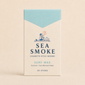Sea Smoke Surf Wax pack, closed, pale aqua top panel